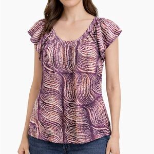Banana Republic Purple & White Scoop Neck Blouse (Size S, NWT)